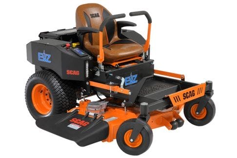The Scag EVZ is an electric zero turn mower available in New Zealand.