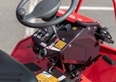Close up of mower of steering wheel