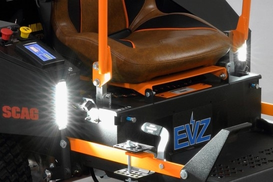 Lights make mowing with your EV mower great after dark!