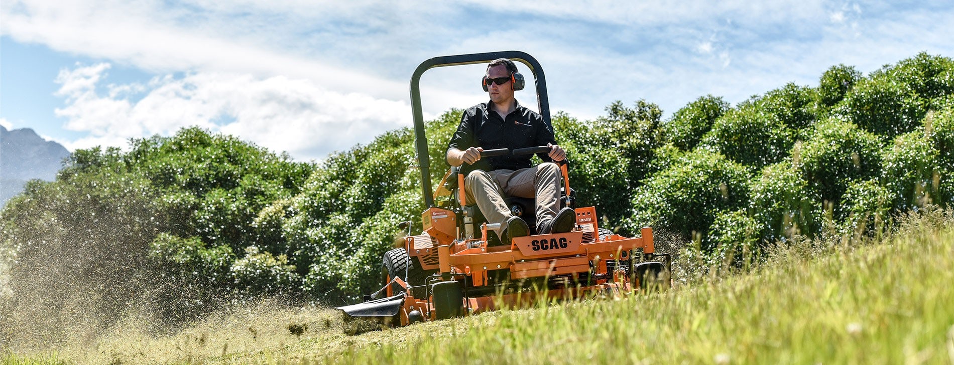 Man mowing with a Scag zero turn mower