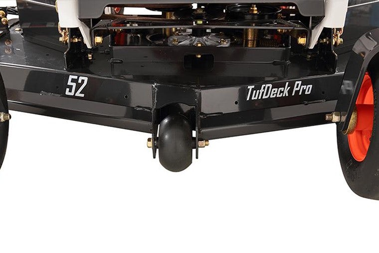 TUFDECK PRO CUTTING DECK - features a bullnose design with 6-bolt, cast-aluminum, welded spindles designed to withstand commercial-grade demands.